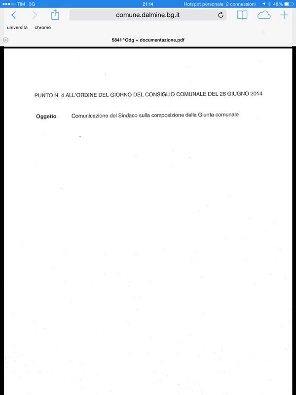 Punto 4 : presentazione della giunta comunale #opendalmine http://t.co/2hr44qBjzu